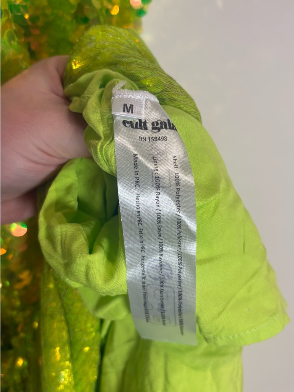 Cult Gaia NWT Lily Crisscross-Strap Sequin Maxi Dress in Acid Fern Green Medium - Picture 11 of 11